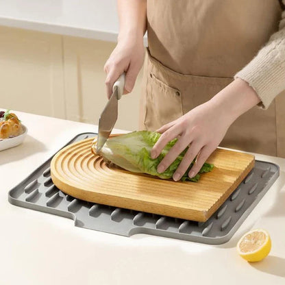 Sloped Silicone Dish Drying Mat, Self-Draining Heat-Resistant Non-Slip