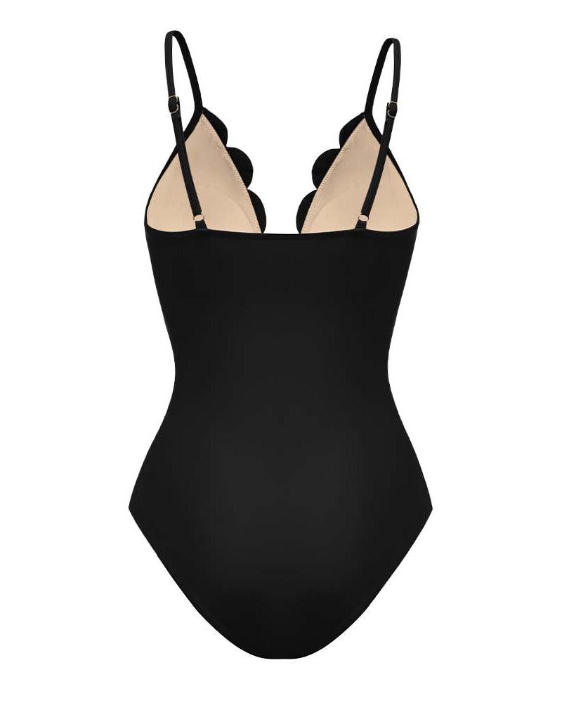 Flower Hollow One Piece Swimsuit and Skirt