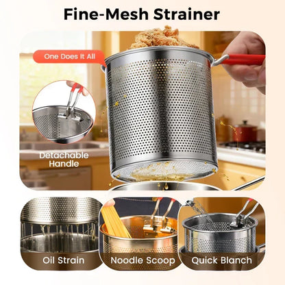 304 Stainless Steel Multifuntional Fryer-Avoid Burns