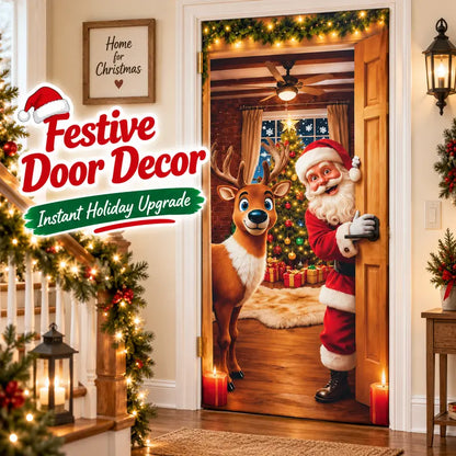🎄 Christmas Door Makeover Cover Transform Your Front Door Into A Magical Holiday Entrance In Seconds(78.7 × 35.4in)