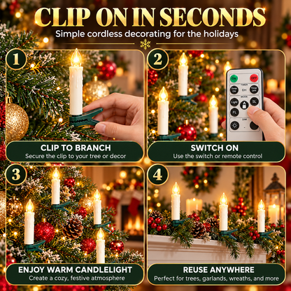 10-Pack Flameless Christmas Candle Clip Lights