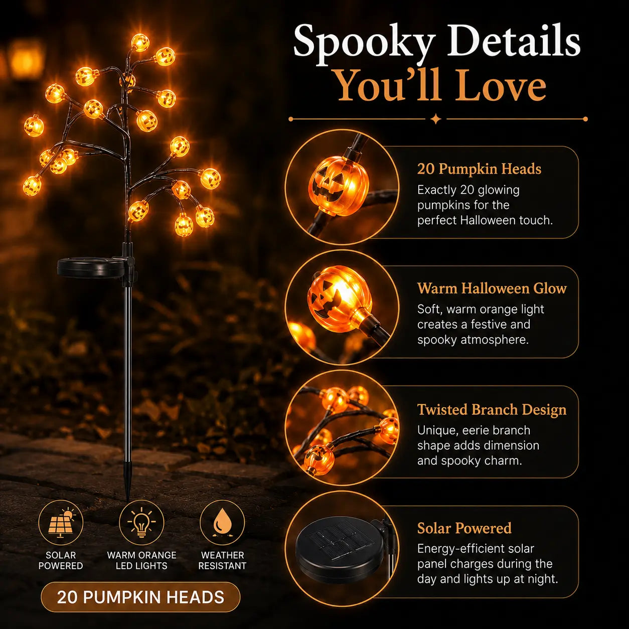 Solar Pumpkin Stake Lights
