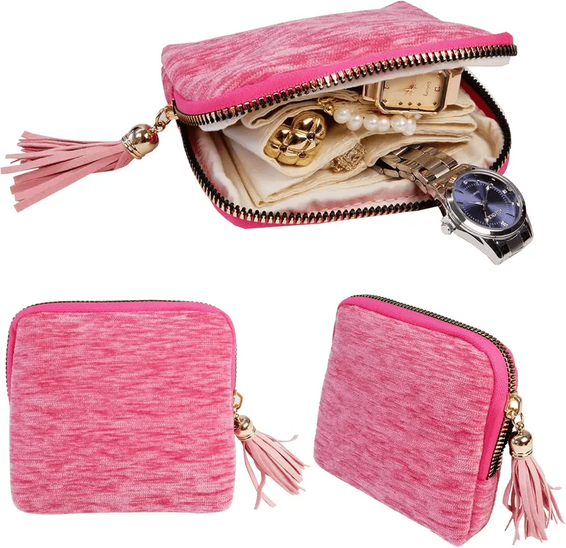 Portable Travel Jewelry Zippered Pocket Case