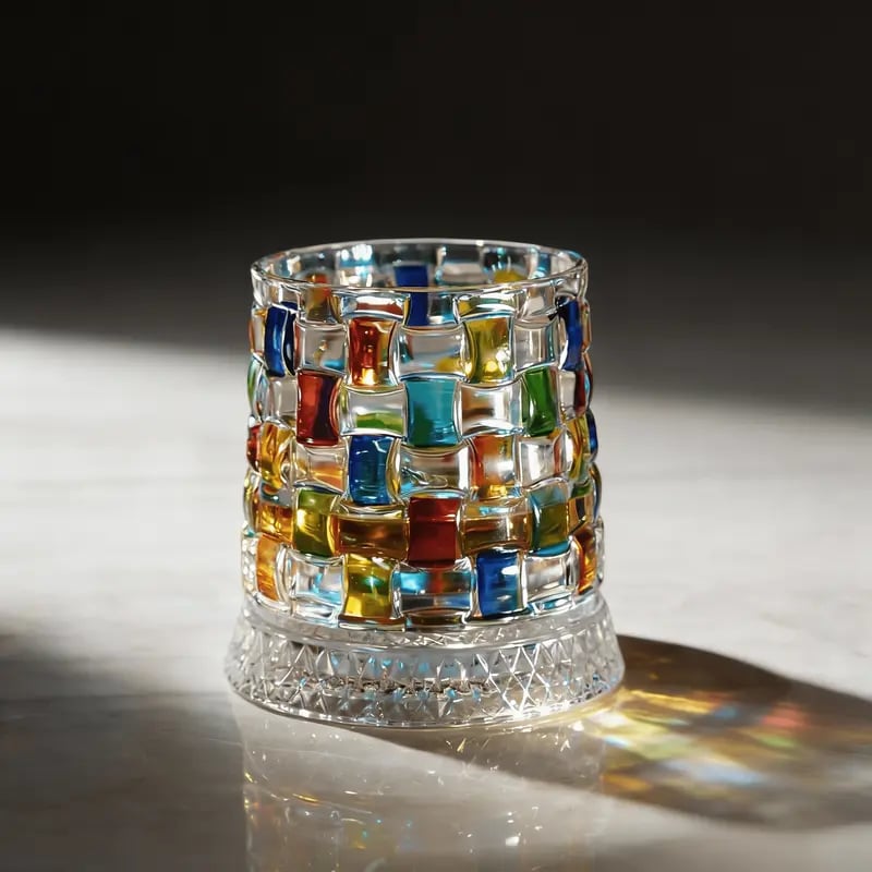 Hand Painted Embossed Rotating Whiskey Glass