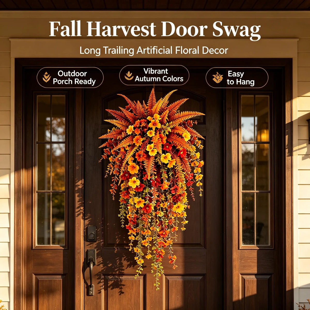 🍂🍁 ARTIFICIAL FALL HARVEST HANGING BASKET