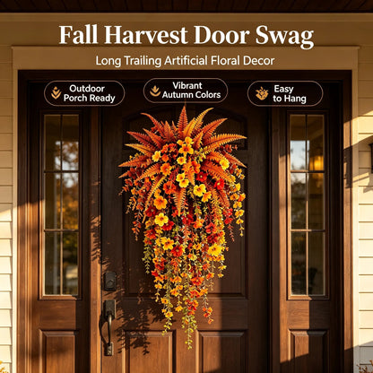 🍂🍁 ARTIFICIAL FALL HARVEST HANGING BASKET