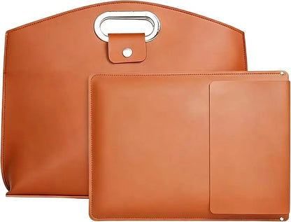 PU Leather 2-in-1 Laptop Sleeve&Pouch Set with Metallic Handle