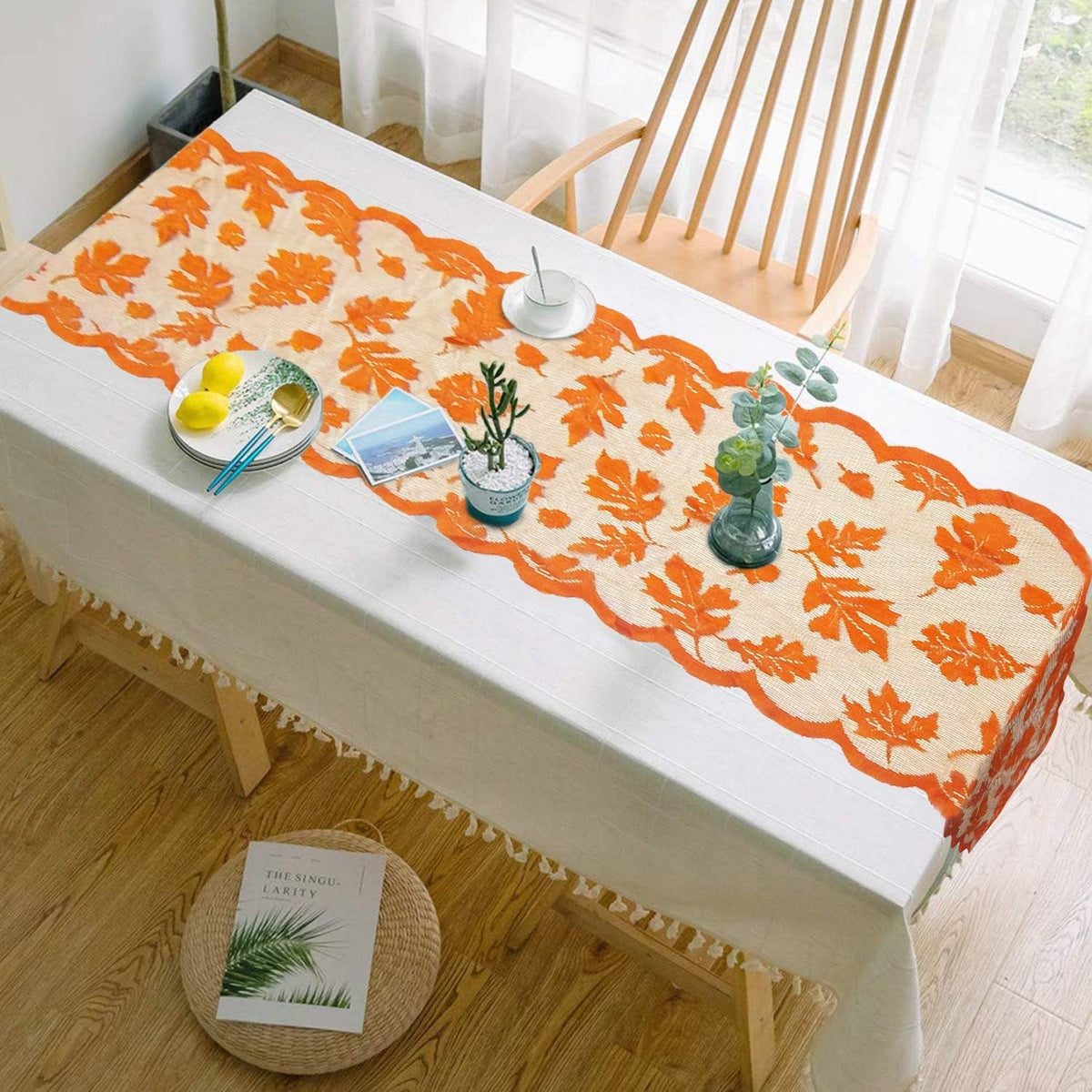 Maple Leaf Lace Fall Table Runner – 13" x 72"