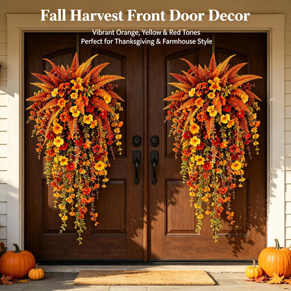 🍂🍁 ARTIFICIAL FALL HARVEST HANGING BASKET