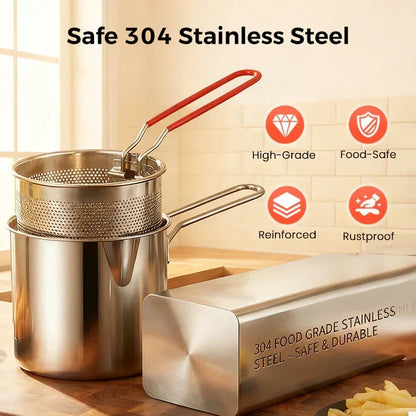 304 Stainless Steel Multifuntional Fryer-Avoid Burns