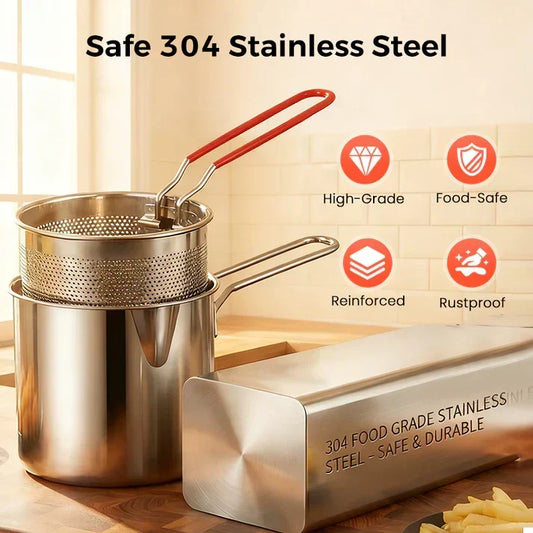 304 Stainless Steel Multifuntional Fryer-Avoid Burns