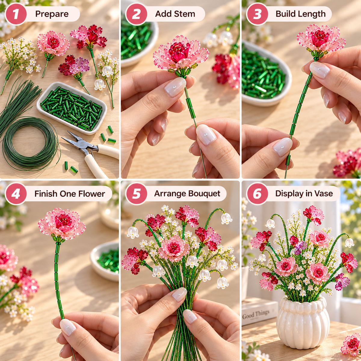 ✨DIY Beaded Wildflower Bouquet Kit – Handmade Crystal Flower Craft Set🌸✨