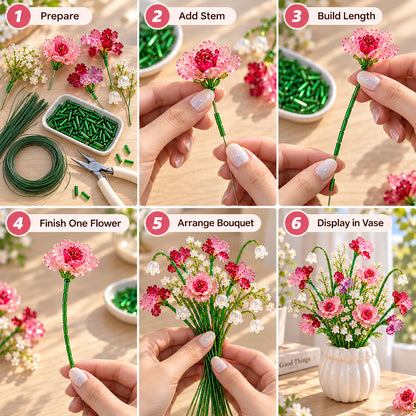 ✨DIY Beaded Wildflower Bouquet Kit – Handmade Crystal Flower Craft Set🌸✨