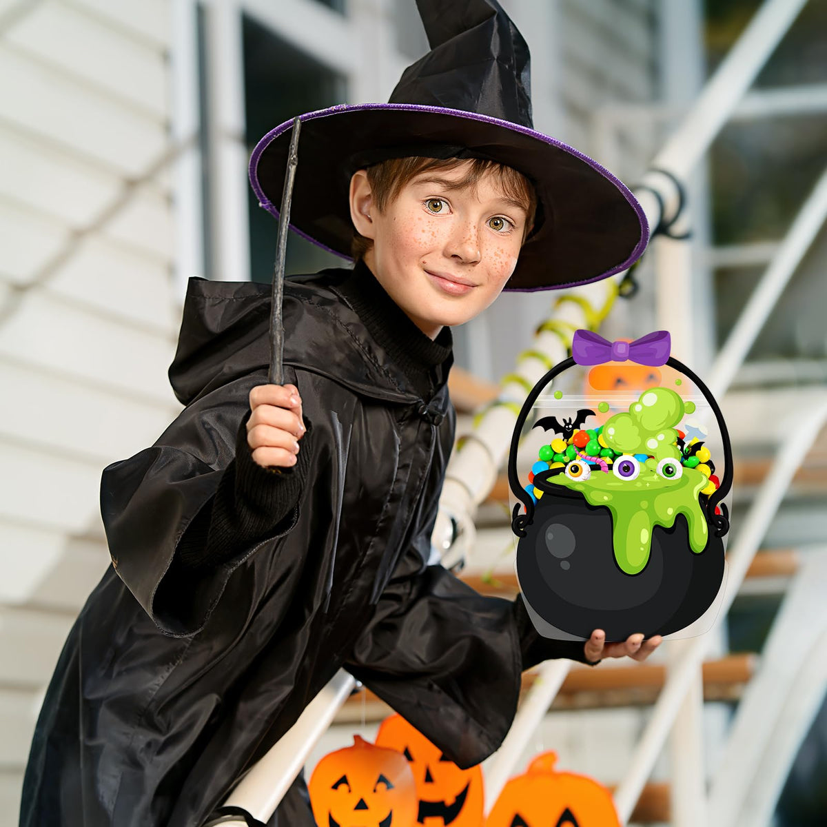 Plastic Halloween Gift Bags -with Handles-(1 pack= 10 pcs)