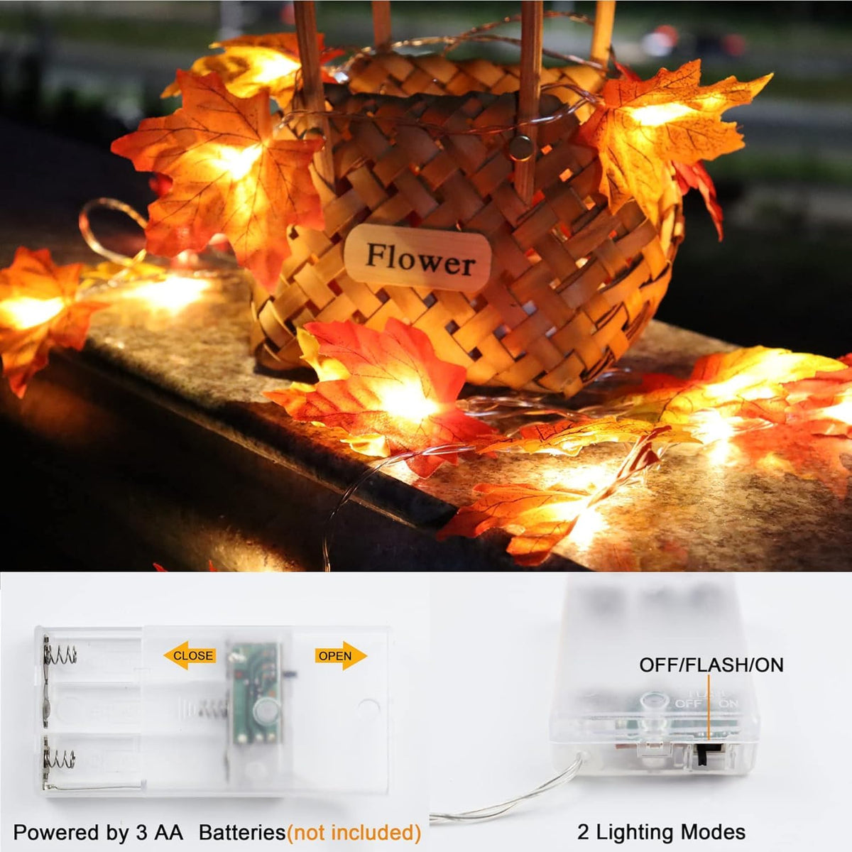 Fall Decorations for Home Maple Leaf Lights(19.7in 40 light)
