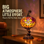 🎃 Halloween Pumpkin Glow Lamp – Vintage Stained-Glass-Style Table Light
