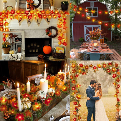 Fall Decorations for Home Maple Leaf Lights(19.7in 40 light)
