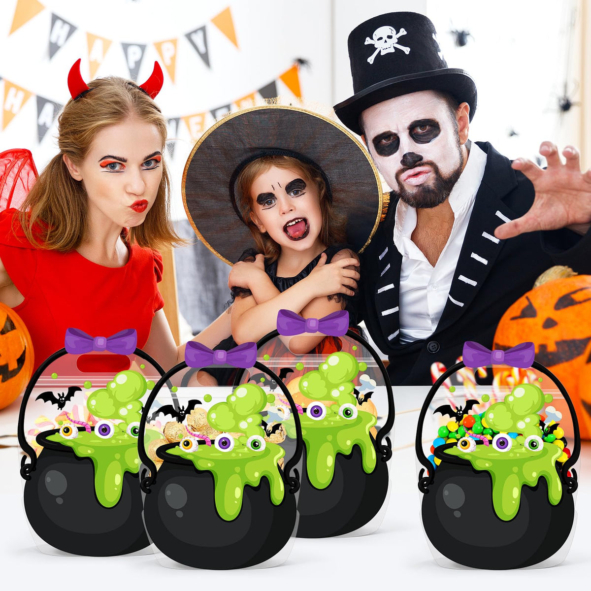Plastic Halloween Gift Bags -with Handles-(1 pack= 10 pcs)