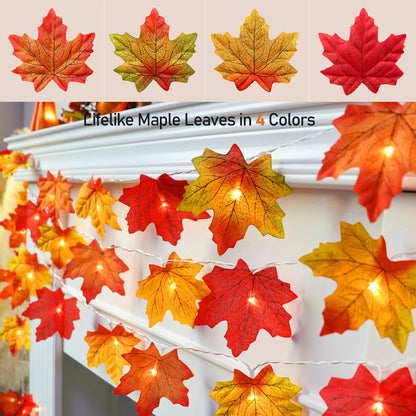 Fall Decorations for Home Maple Leaf Lights(19.7in 40 light)