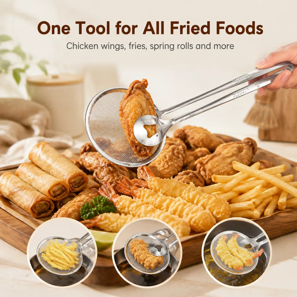 2-in-1 Stainless Steel Oil Strainer Tong