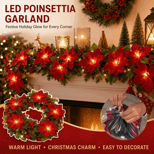 ✨ Christmas Poinsettia LED Garland String Lights