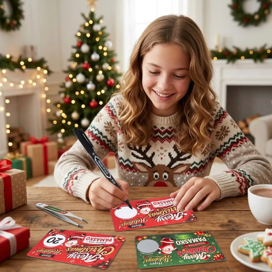 🎁🎄 Scratch & Surprise Christmas Party Cards – Festive Lucky Draw Game for Holiday Fun(red 5pcs +green 5pcs)