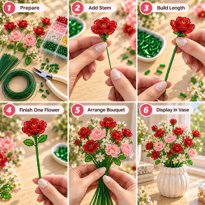 ✨DIY Beaded Wildflower Bouquet Kit – Handmade Crystal Flower Craft Set🌸✨