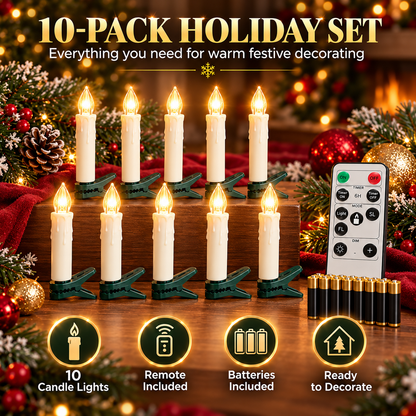 10-Pack Flameless Christmas Candle Clip Lights