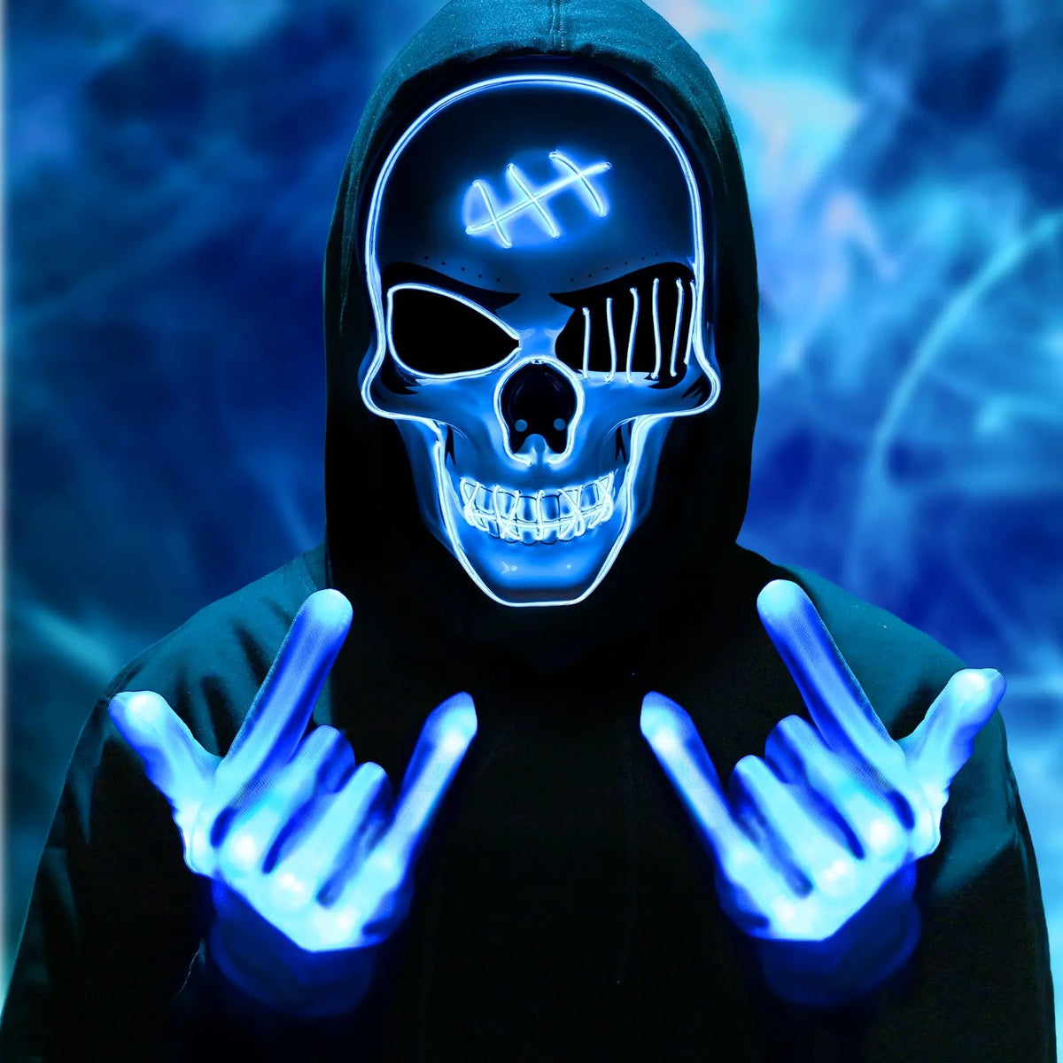 Halloween LED Spooky Skull Mask with Gloves Set