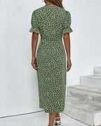 Women's Floral Flowy Midi Dress with V-Neckline in Floral for Date Night