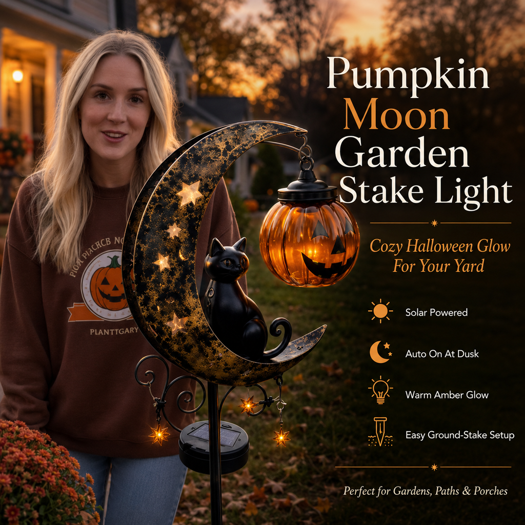 Pumpkin Moon Garden Stake Light