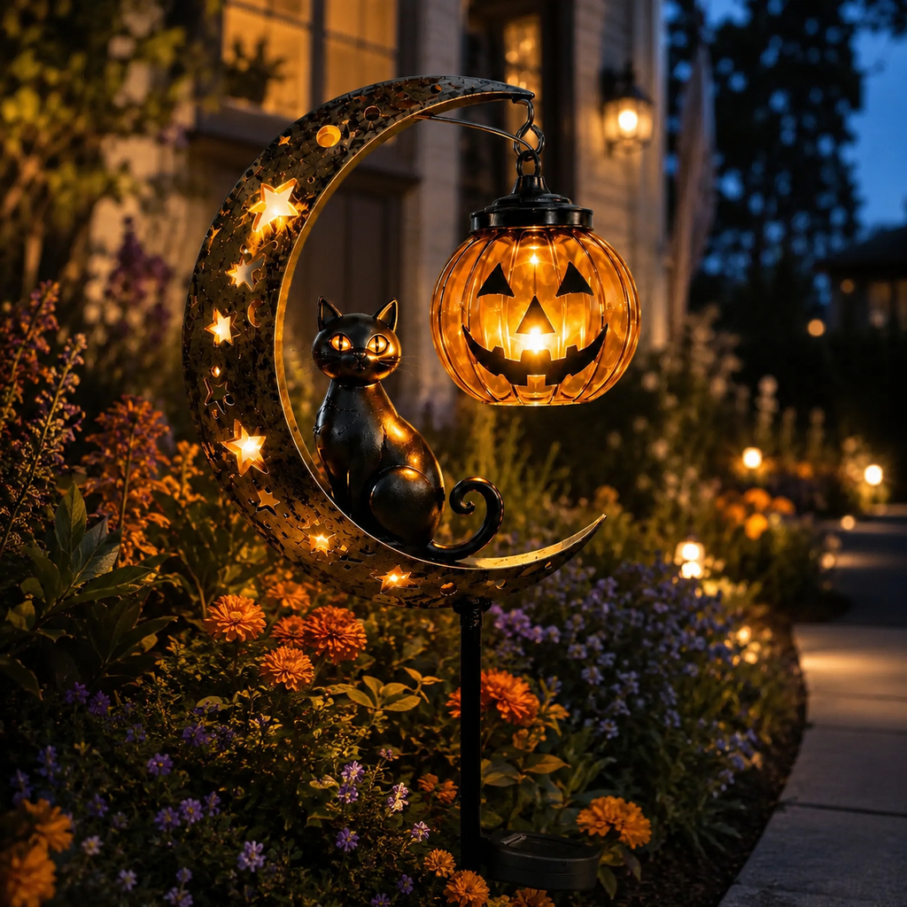 Pumpkin Moon Garden Stake Light
