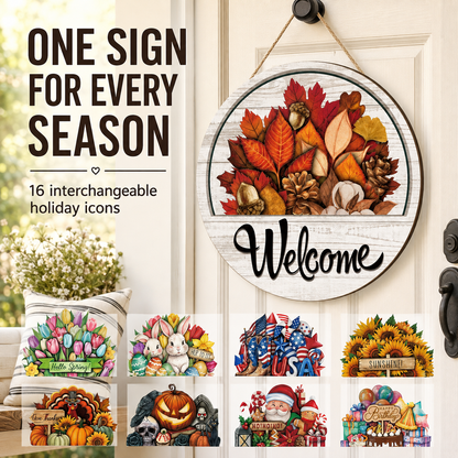 🔥 16 Pcs Interchangeable Welcome Sign for Front Door