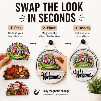 🔥 16 Pcs Interchangeable Welcome Sign for Front Door