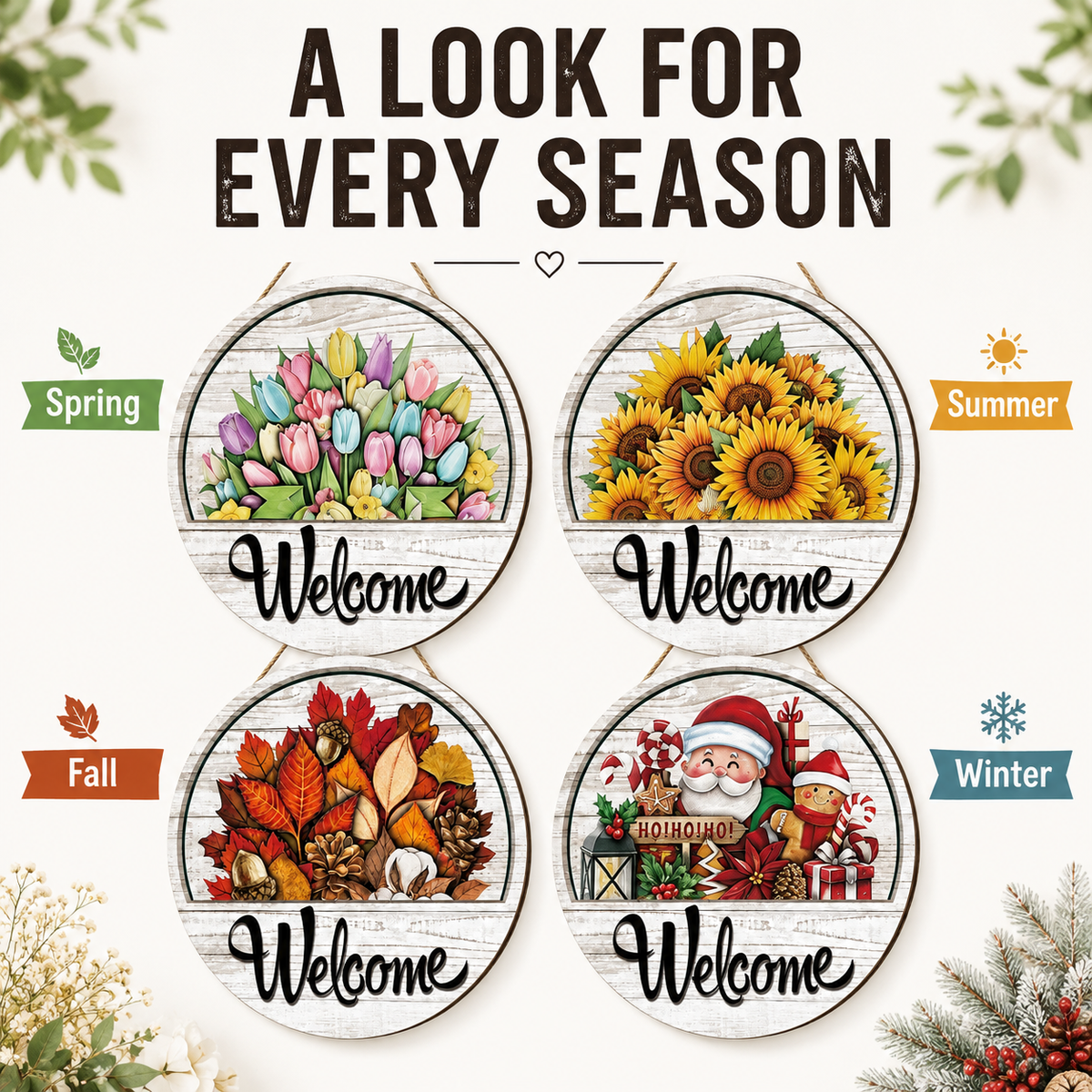 🔥 16 Pcs Interchangeable Welcome Sign for Front Door