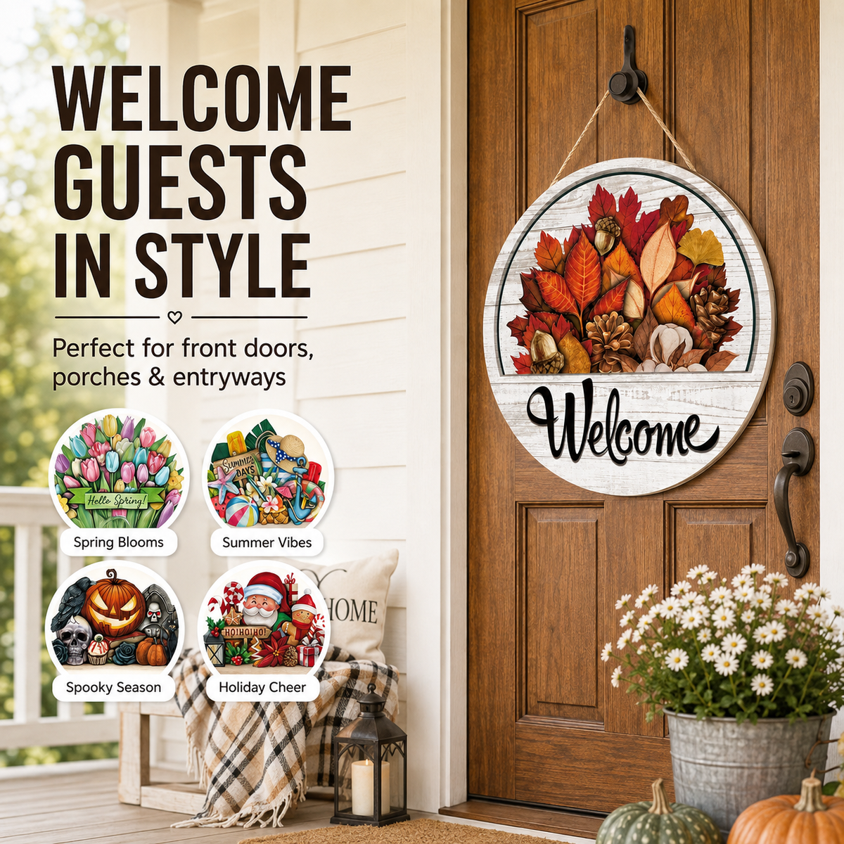 🔥 16 Pcs Interchangeable Welcome Sign for Front Door