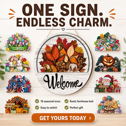 🔥 16 Pcs Interchangeable Welcome Sign for Front Door