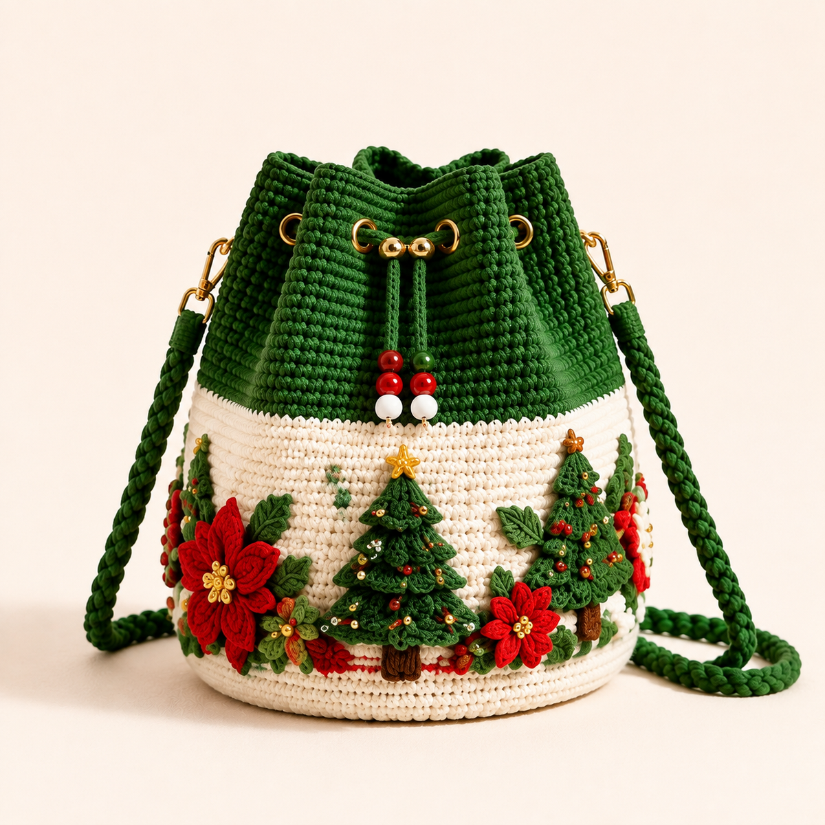 🎄Hand-Knitted Christmas Crochet Bucket Bag in 4 Festive Styles for Women 🎁