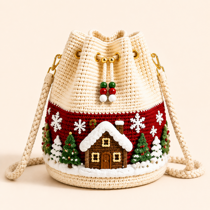 🎄Hand-Knitted Christmas Crochet Bucket Bag in 4 Festive Styles for Women 🎁