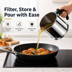 Modern Stainless Steel Oil Dispenser with Filter & Lid