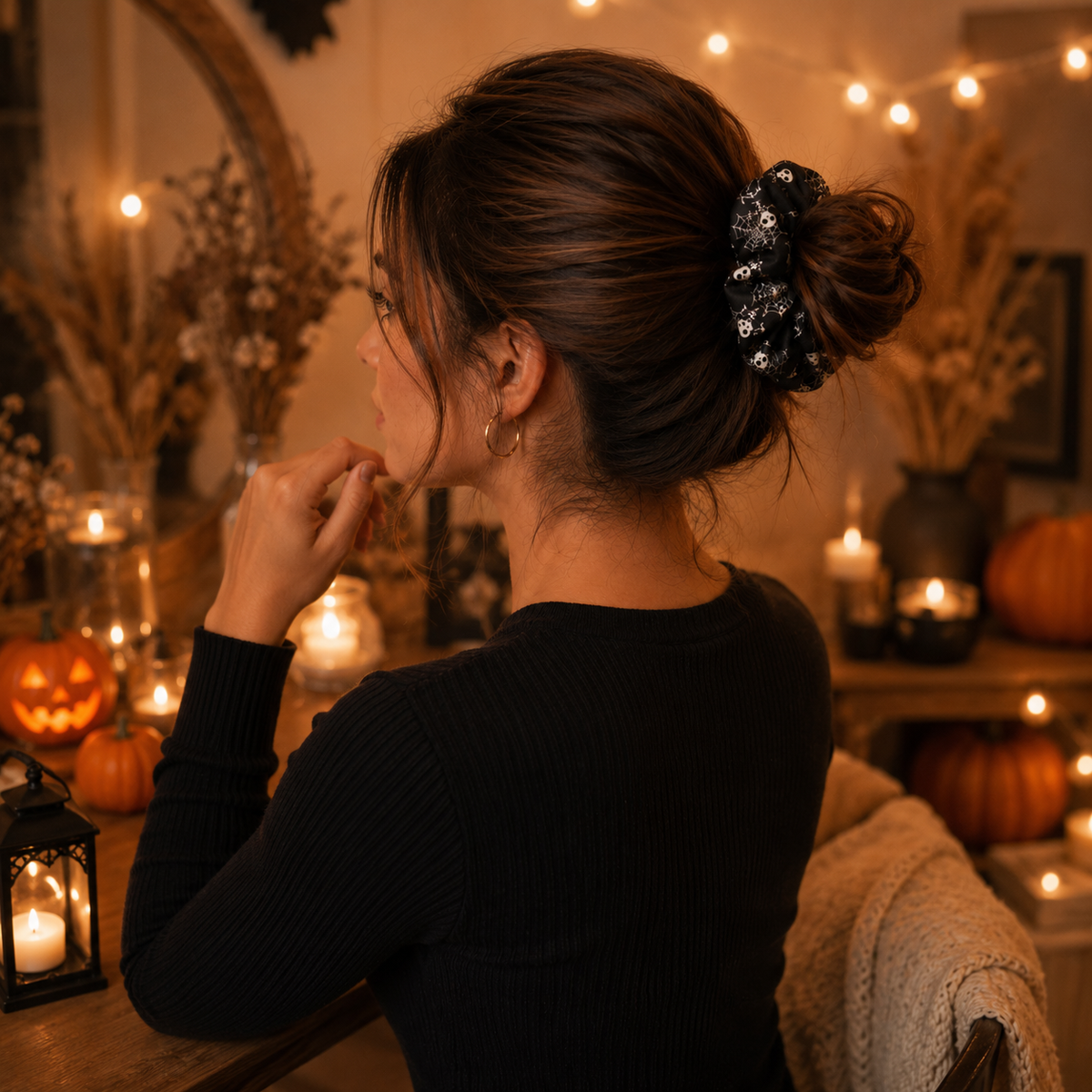 🎃 Hand-Illustrated Halloween Scrunchie Collection (6pc, Limited Batch)