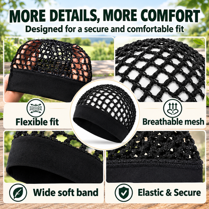Wide-Edge Stretchy Sleeping Cap, Soft Breathable Hair Bonnet for Sleep