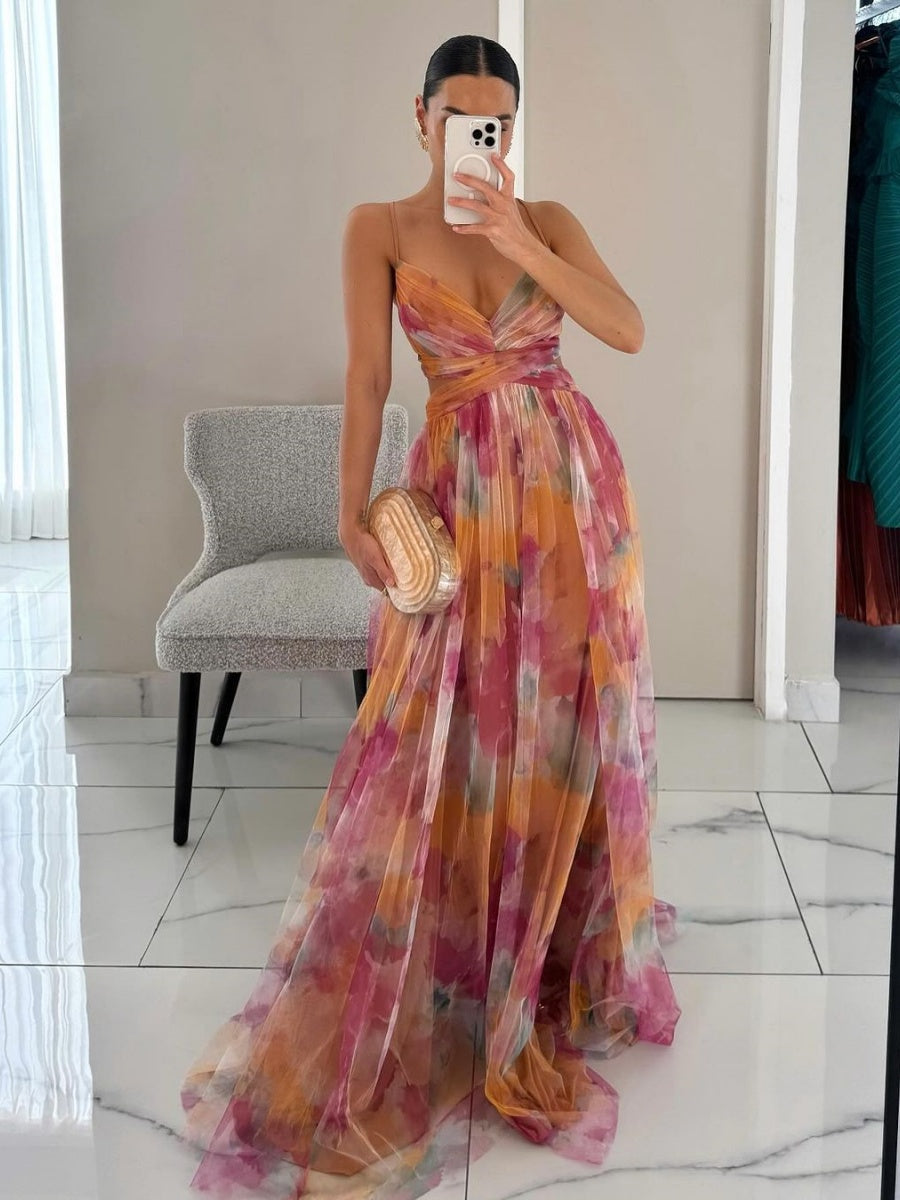 Women's Floral Maxi Dress in Floral for Date Night