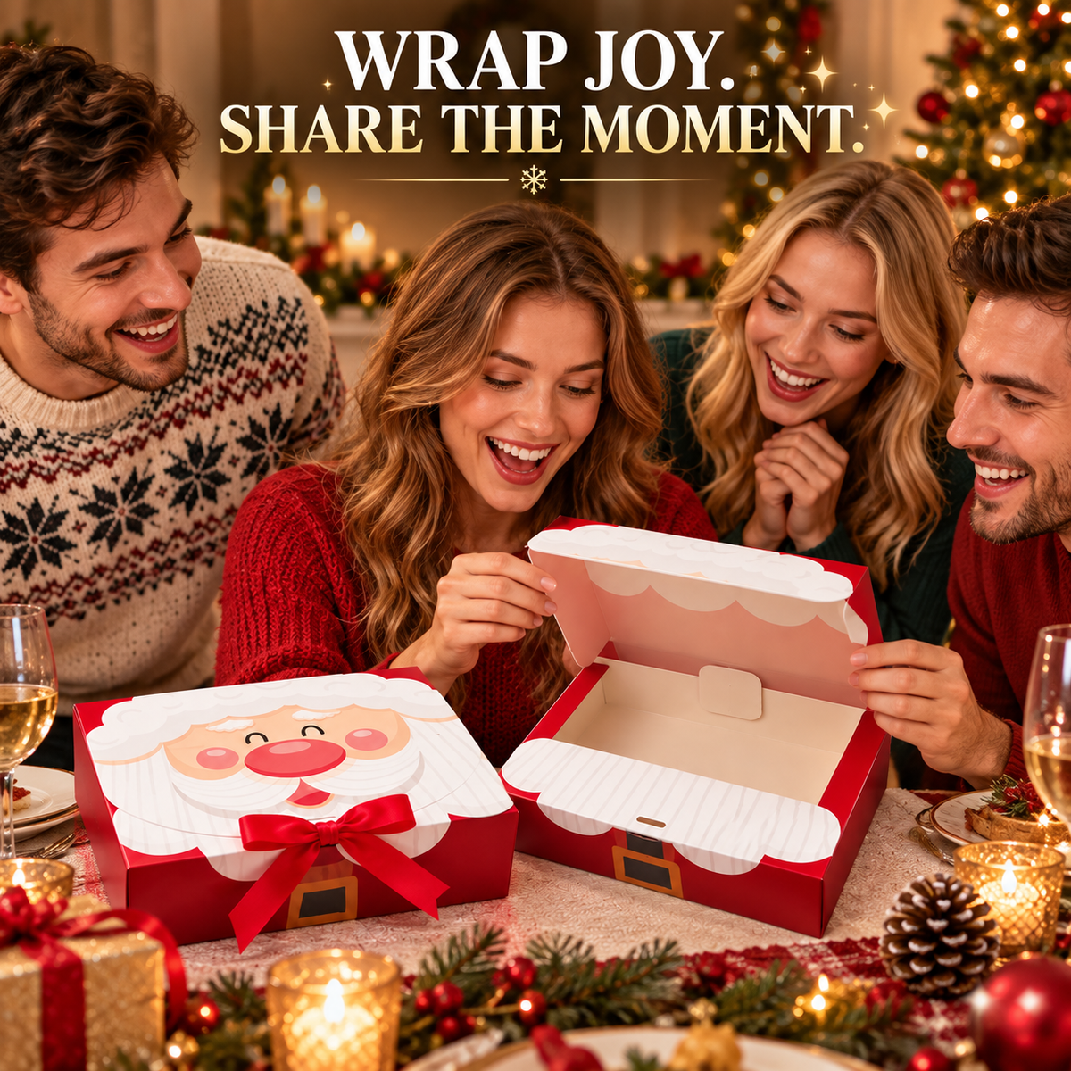🎄Christmas Square Ribbon Gift Boxes🎁(1 style/6pcs)