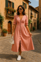Women's Denim Shift Midi Dress for Date Night