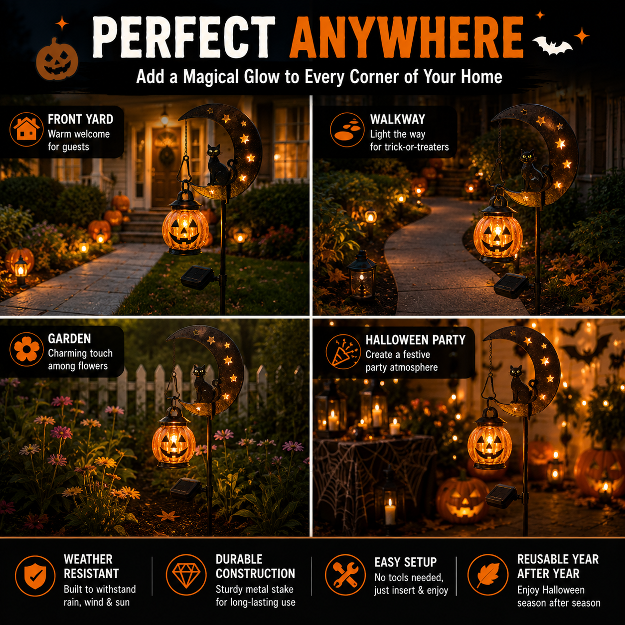 Pumpkin Moon Garden Stake Light