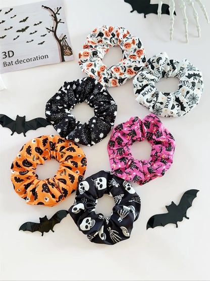 🎃 Hand-Illustrated Halloween Scrunchie Collection (6pc, Limited Batch)