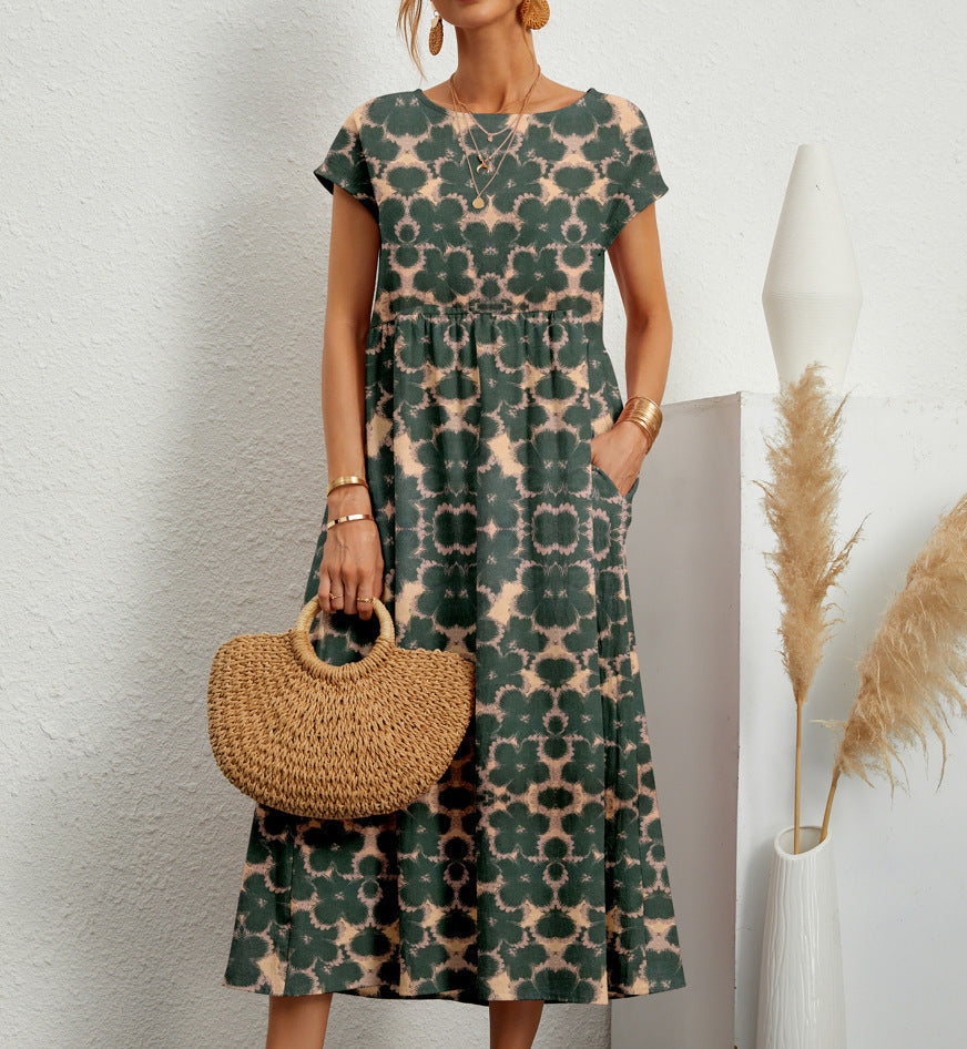 Women's Floral Flowy Midi Dress in Floral for Date Night