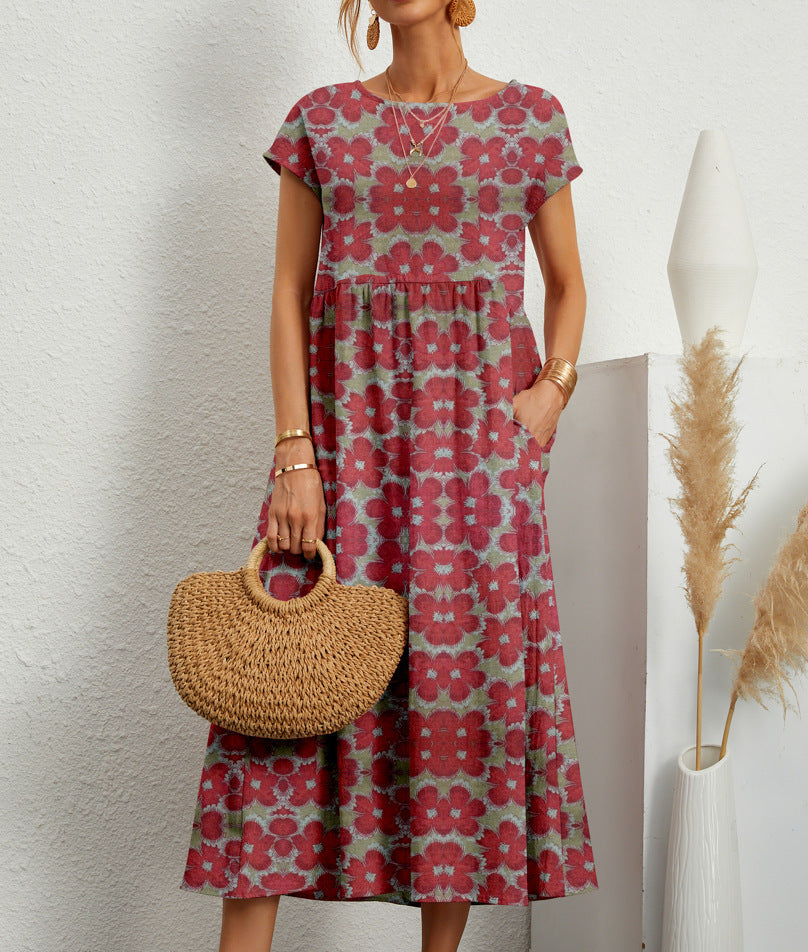 Women's Floral Flowy Midi Dress in Floral for Date Night
