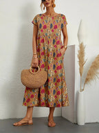 Women's Floral Flowy Midi Dress in Floral for Date Night